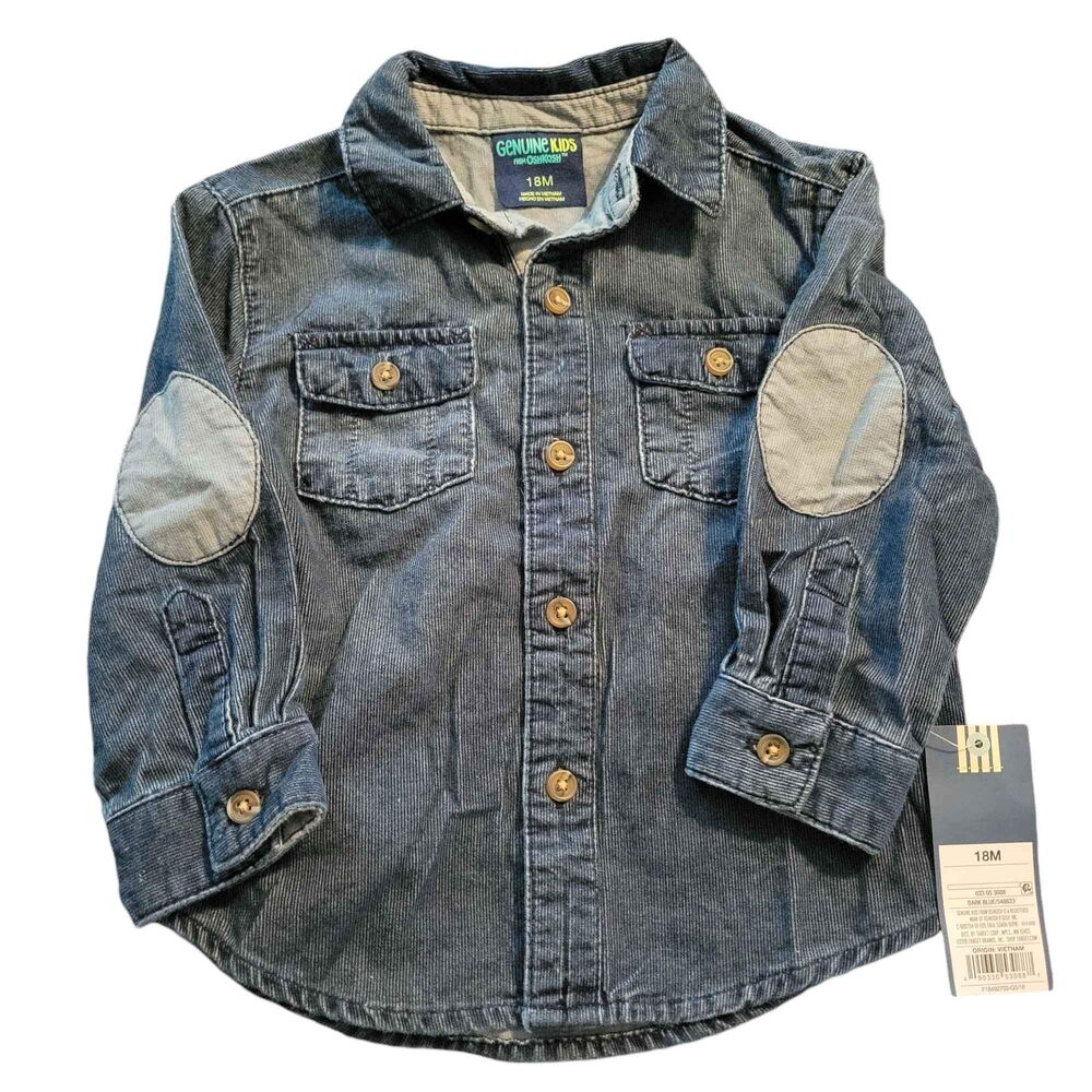 NWT Boys size 18 months OskKosh Navy Corduroy Long Sleeve with Elbow Patches